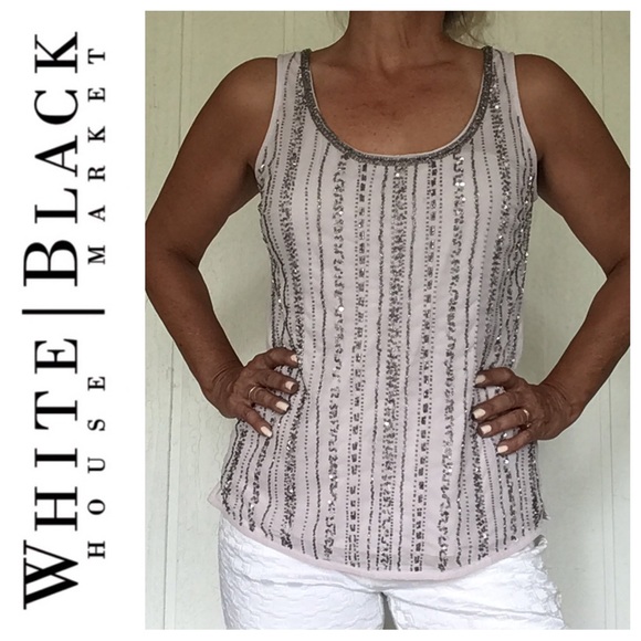 WHITE HOUSE BLACK MARKET EMBELLISHED TANK TOP SMALL - Picture 2 of 16